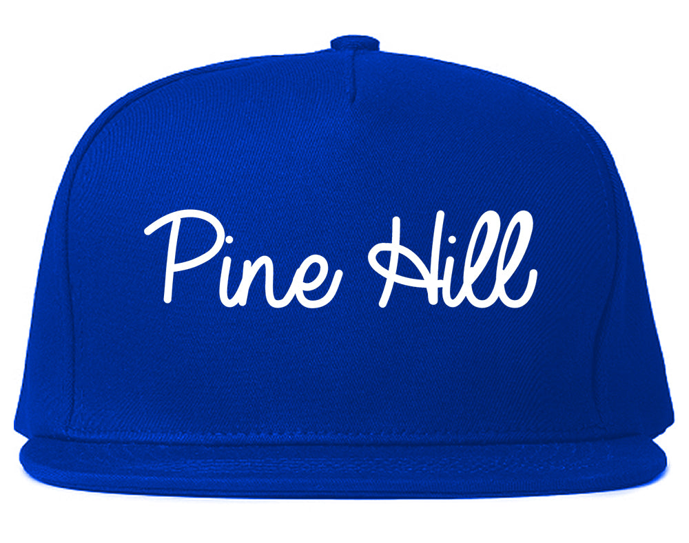 Pine Hill New Jersey NJ Script Mens Snapback Hat Royal Blue