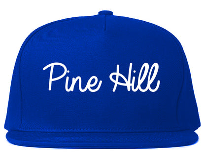 Pine Hill New Jersey NJ Script Mens Snapback Hat Royal Blue