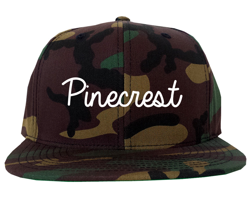 Pinecrest Florida FL Script Mens Snapback Hat Army Camo