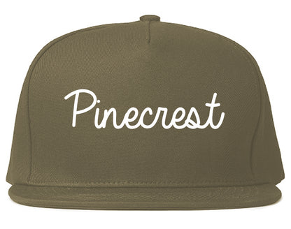 Pinecrest Florida FL Script Mens Snapback Hat Grey