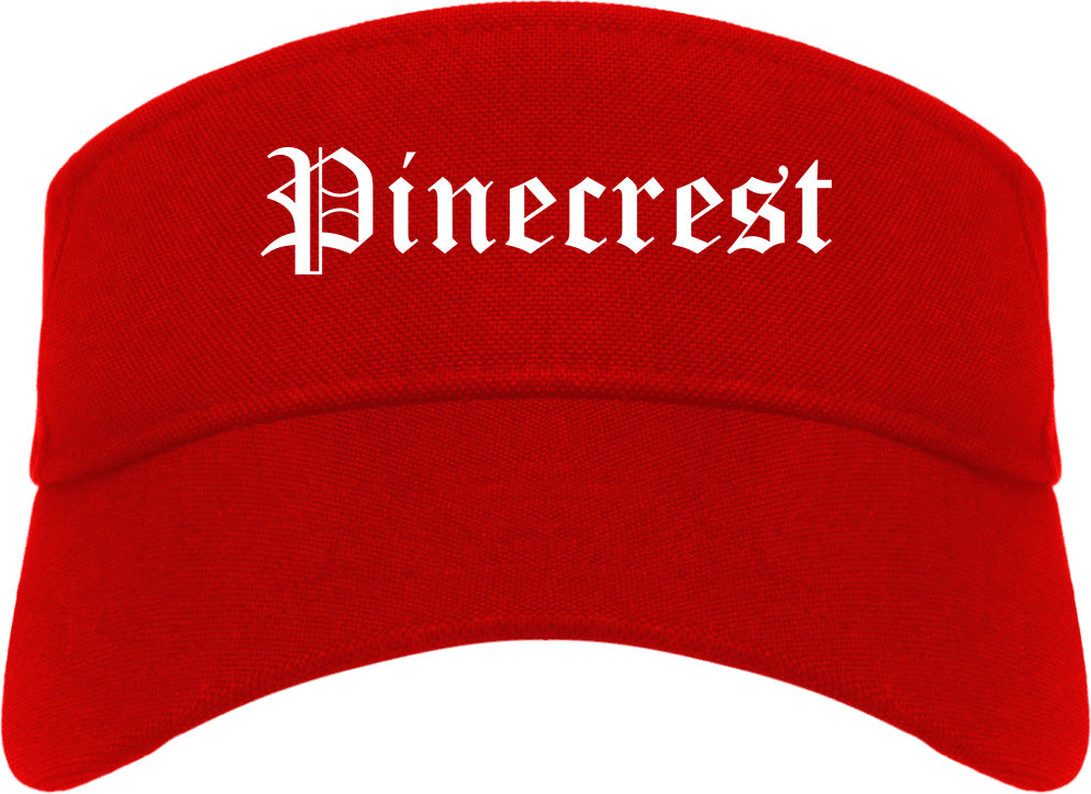 Pinecrest Florida FL Old English Mens Visor Cap Hat Red