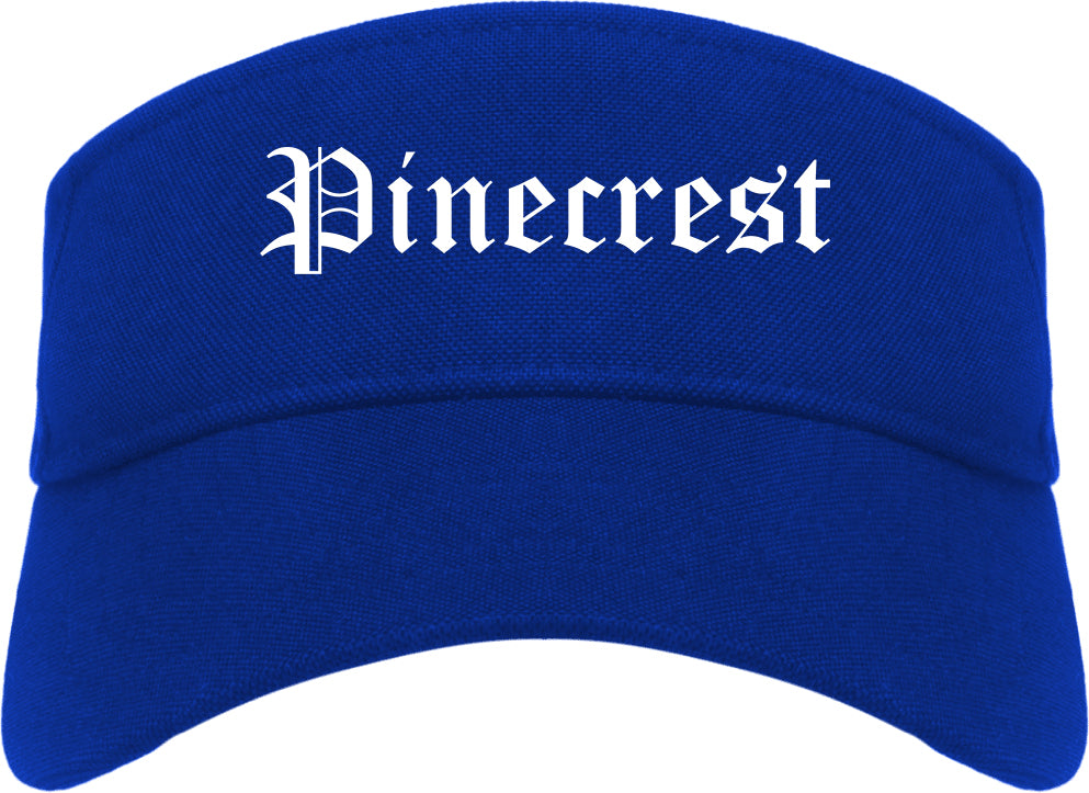 Pinecrest Florida FL Old English Mens Visor Cap Hat Royal Blue