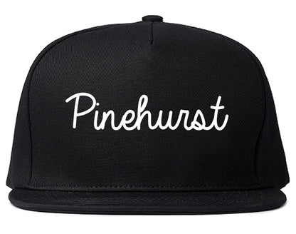 Pinehurst North Carolina NC Script Mens Snapback Hat Black