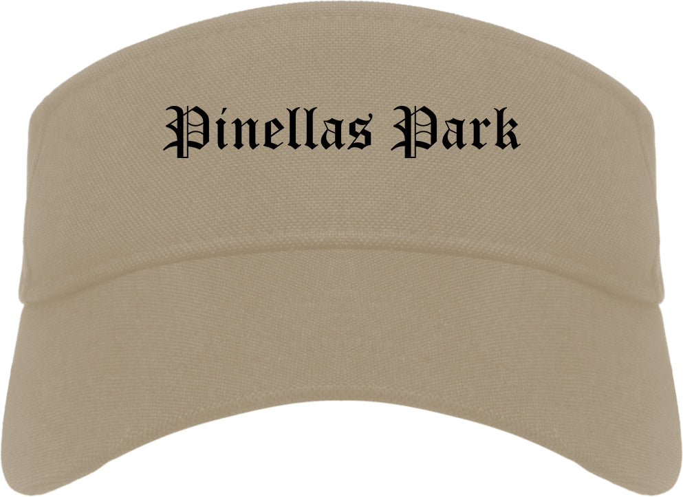 Pinellas Park Florida FL Old English Mens Visor Cap Hat Khaki