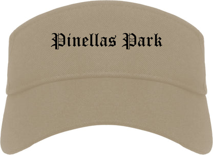 Pinellas Park Florida FL Old English Mens Visor Cap Hat Khaki