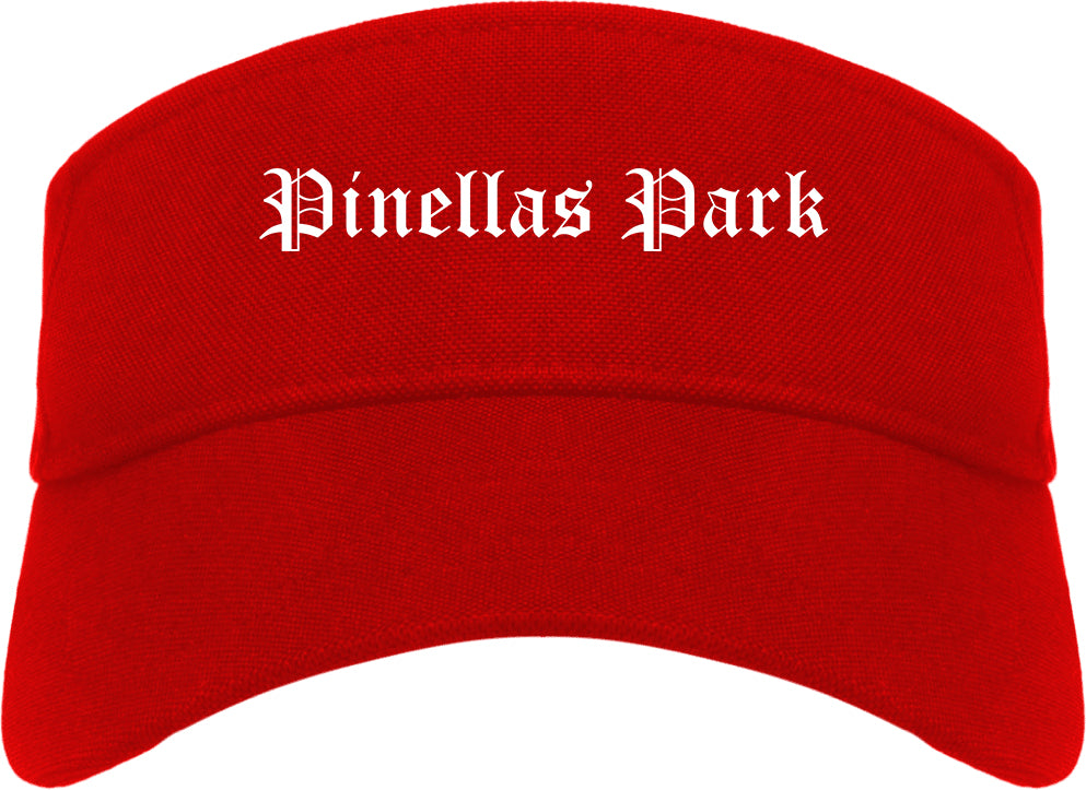 Pinellas Park Florida FL Old English Mens Visor Cap Hat Red