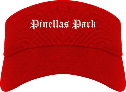 Pinellas Park Florida FL Old English Mens Visor Cap Hat Red