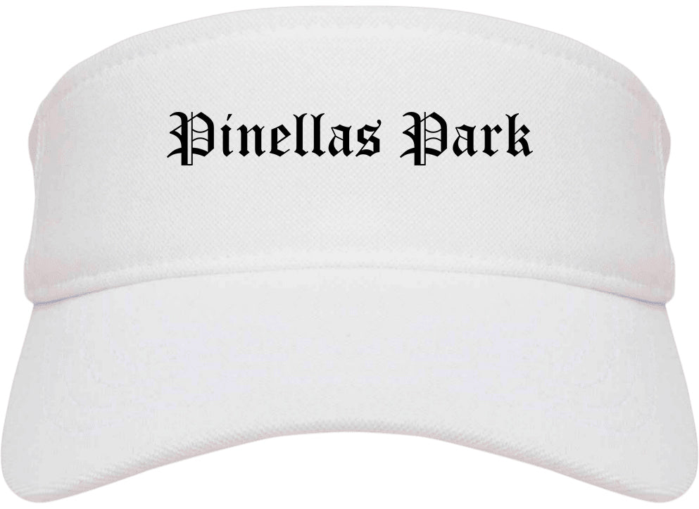 Pinellas Park Florida FL Old English Mens Visor Cap Hat White