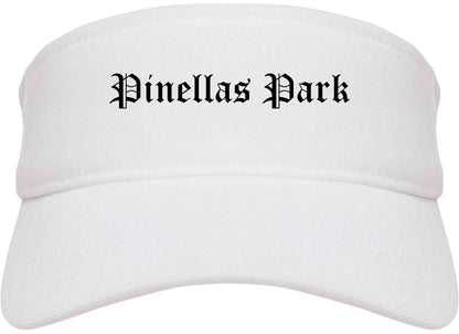 Pinellas Park Florida FL Old English Mens Visor Cap Hat White