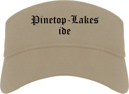 Pinetop Lakeside Arizona AZ Old English Mens Visor Cap Hat Khaki