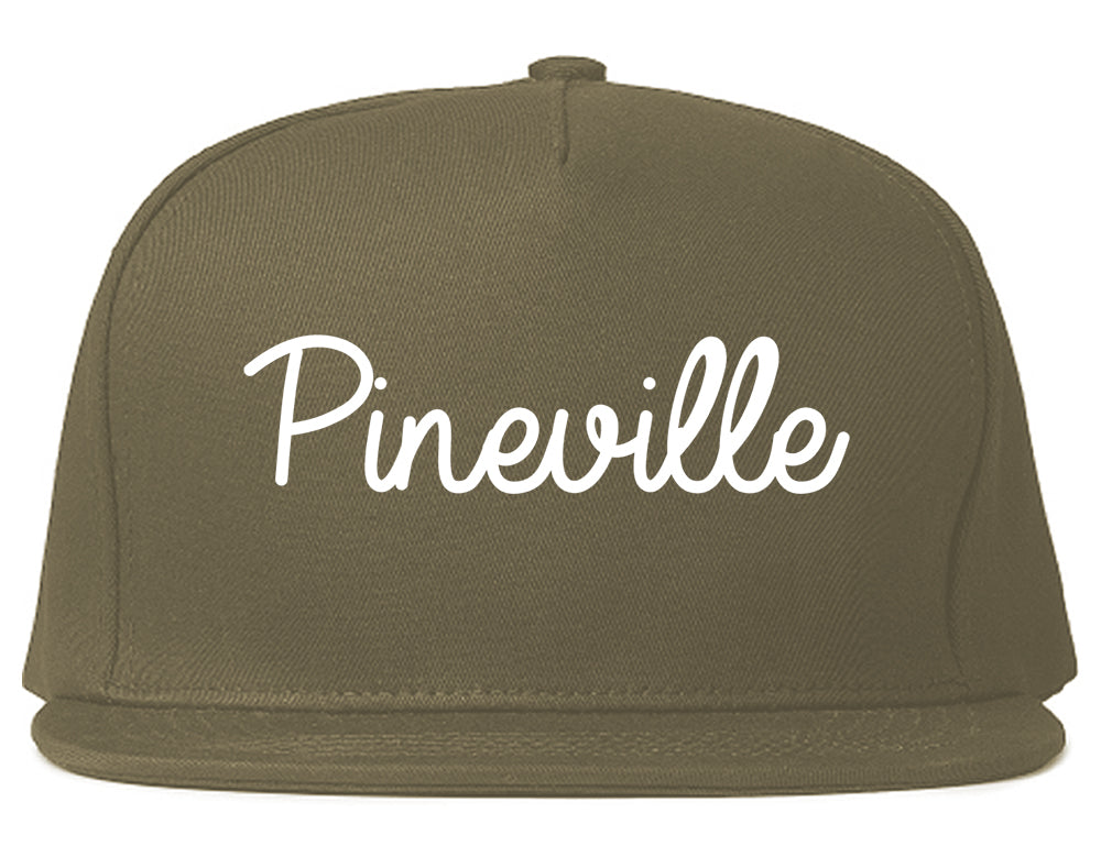 Pineville Louisiana LA Script Mens Snapback Hat Grey