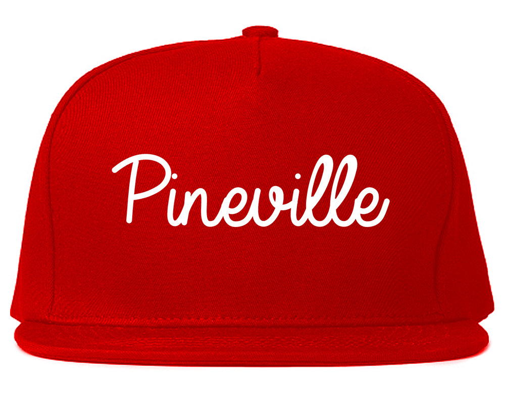 Pineville Louisiana LA Script Mens Snapback Hat Red