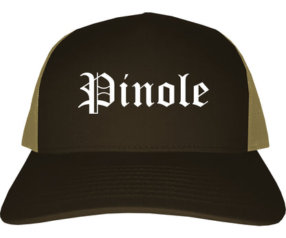 Pinole California CA Old English Mens Trucker Hat Cap Brown