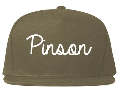 Pinson Alabama AL Script Mens Snapback Hat Grey