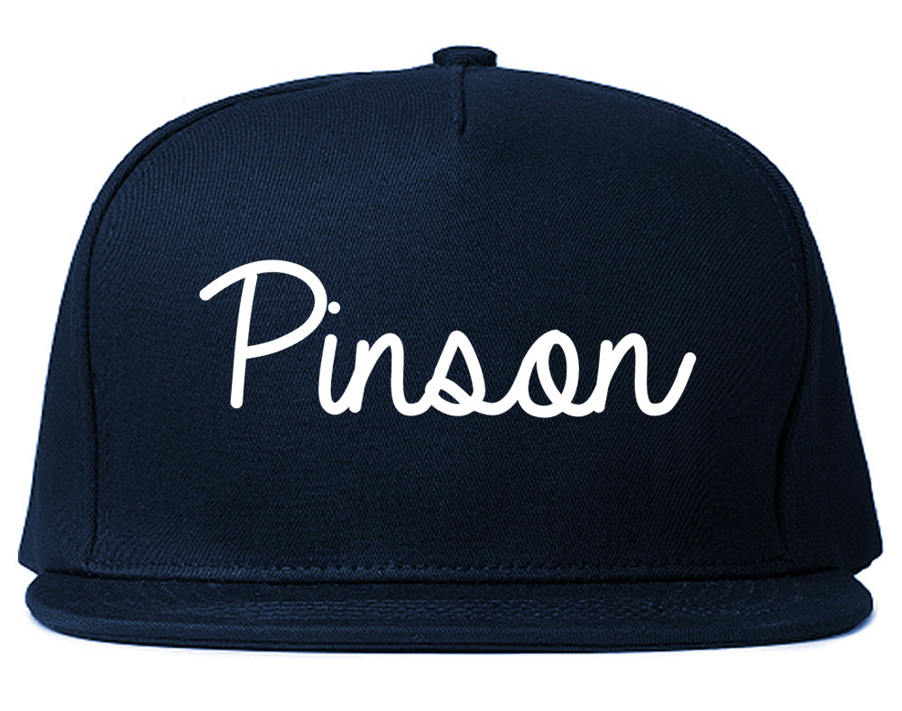 Pinson Alabama AL Script Mens Snapback Hat Navy Blue