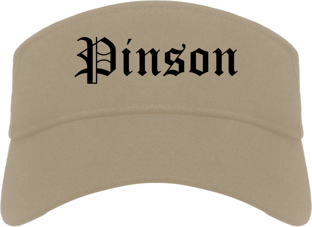 Pinson Alabama AL Old English Mens Visor Cap Hat Khaki