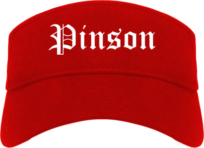 Pinson Alabama AL Old English Mens Visor Cap Hat Red