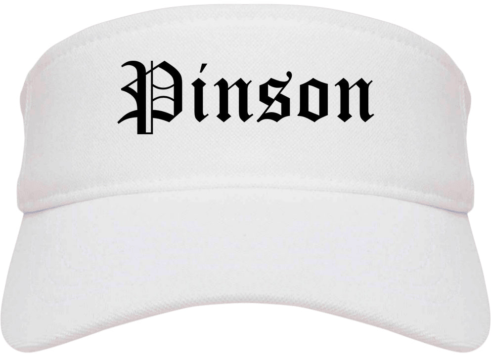 Pinson Alabama AL Old English Mens Visor Cap Hat White