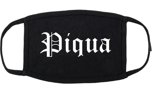 Piqua Ohio OH Old English Cotton Face Mask Black