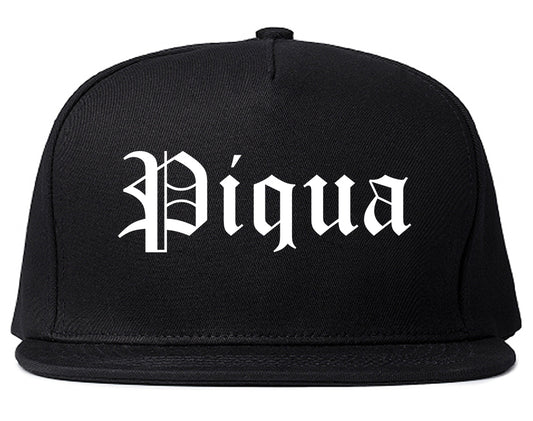 Piqua Ohio OH Old English Mens Snapback Hat Black