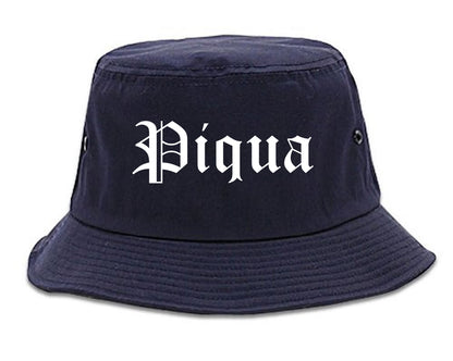 Piqua Ohio OH Old English Mens Bucket Hat Navy Blue