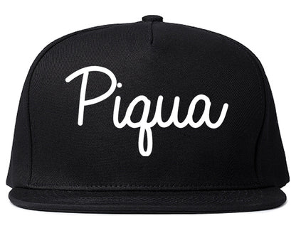Piqua Ohio OH Script Mens Snapback Hat Black
