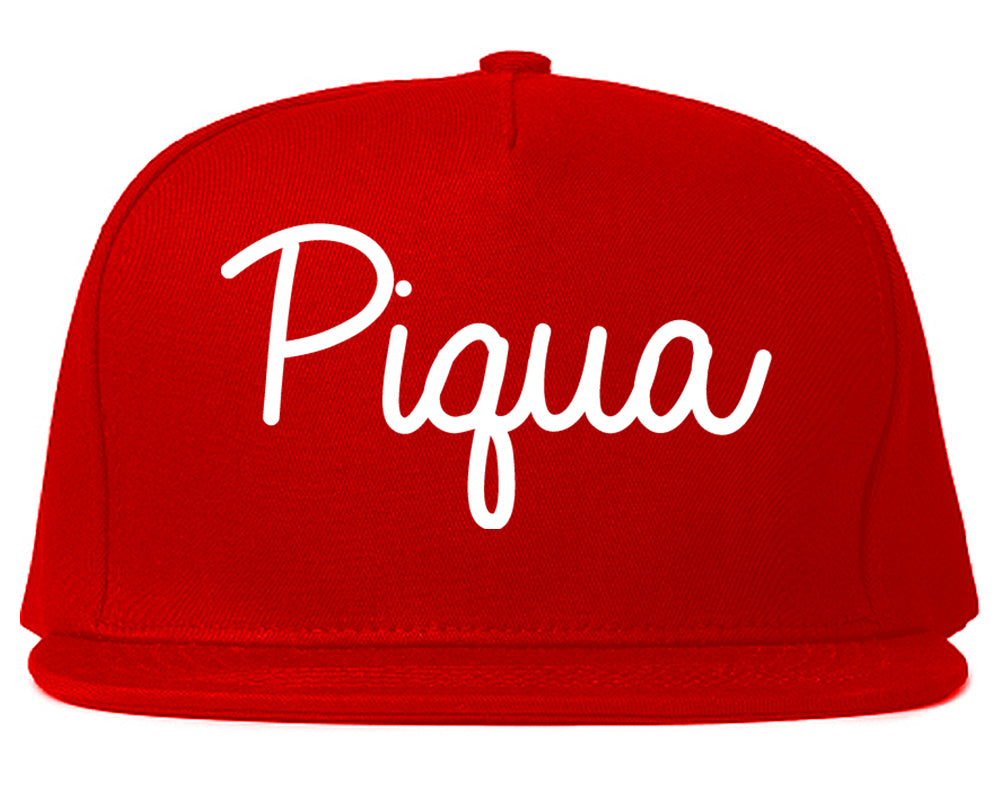 Piqua Ohio OH Script Mens Snapback Hat Red