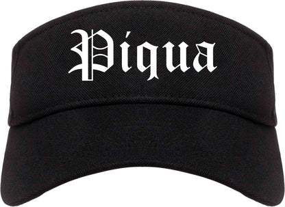 Piqua Ohio OH Old English Mens Visor Cap Hat Black