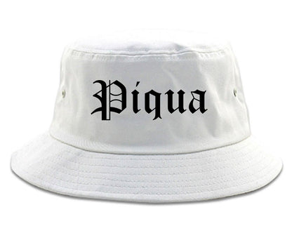 Piqua Ohio OH Old English Mens Bucket Hat White