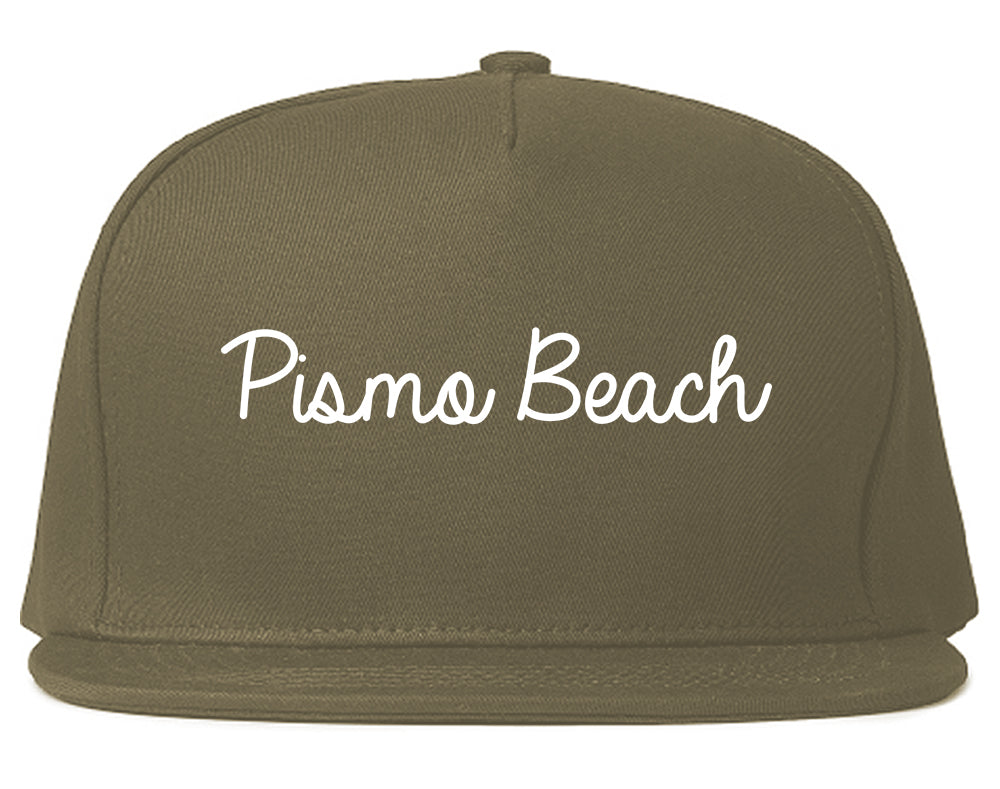 Pismo Beach California CA Script Mens Snapback Hat Grey