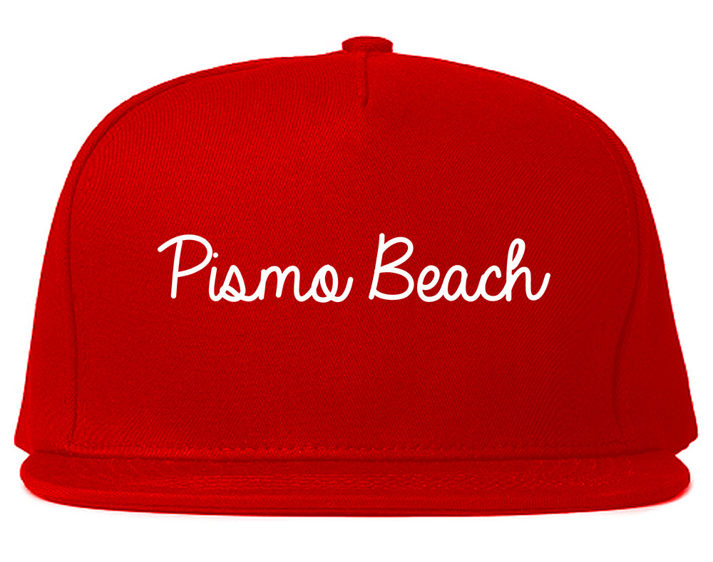 Pismo Beach California CA Script Mens Snapback Hat Red