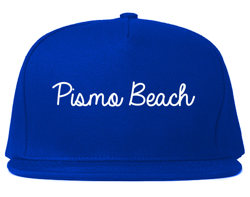 Pismo Beach California CA Script Mens Snapback Hat Royal Blue