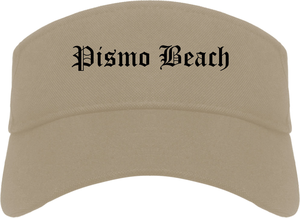 Pismo Beach California CA Old English Mens Visor Cap Hat Khaki