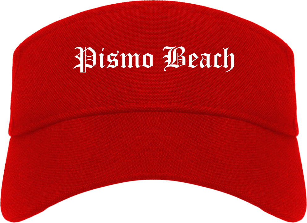 Pismo Beach California CA Old English Mens Visor Cap Hat Red