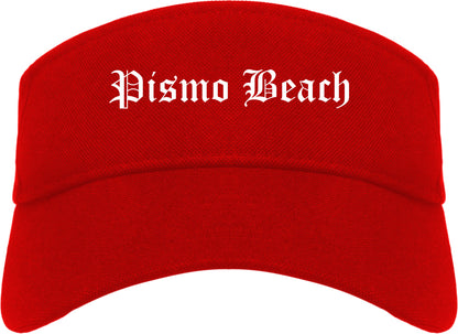Pismo Beach California CA Old English Mens Visor Cap Hat Red