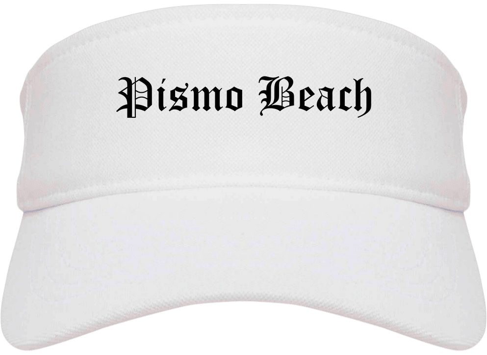 Pismo Beach California CA Old English Mens Visor Cap Hat White