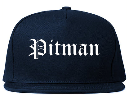 Pitman New Jersey NJ Old English Mens Snapback Hat Navy Blue