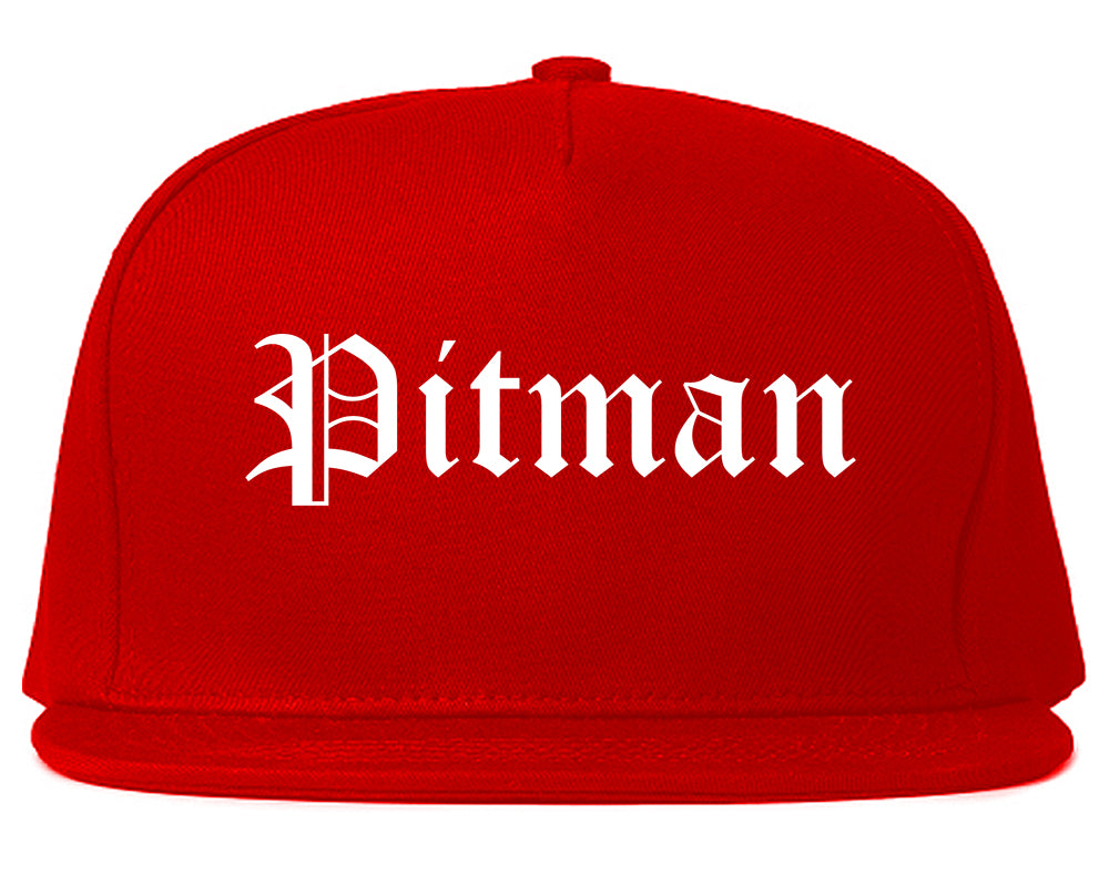 Pitman New Jersey NJ Old English Mens Snapback Hat Red