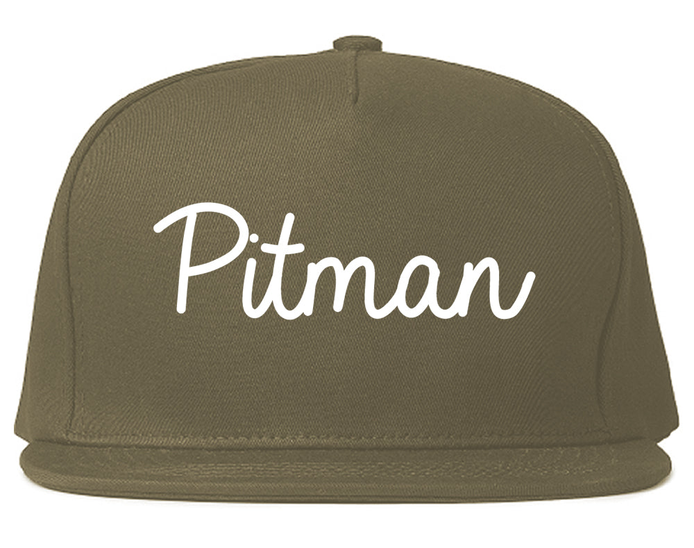 Pitman New Jersey NJ Script Mens Snapback Hat Grey