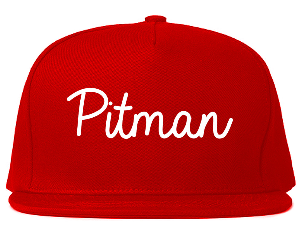 Pitman New Jersey NJ Script Mens Snapback Hat Red