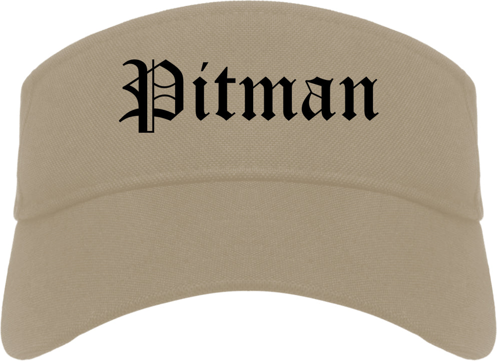 Pitman New Jersey NJ Old English Mens Visor Cap Hat Khaki