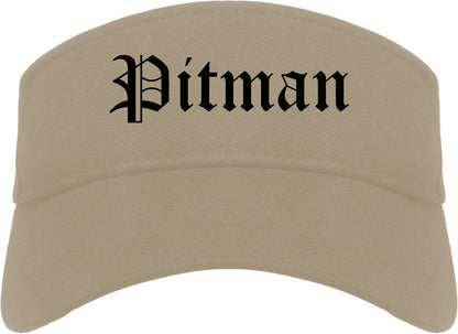 Pitman New Jersey NJ Old English Mens Visor Cap Hat Khaki