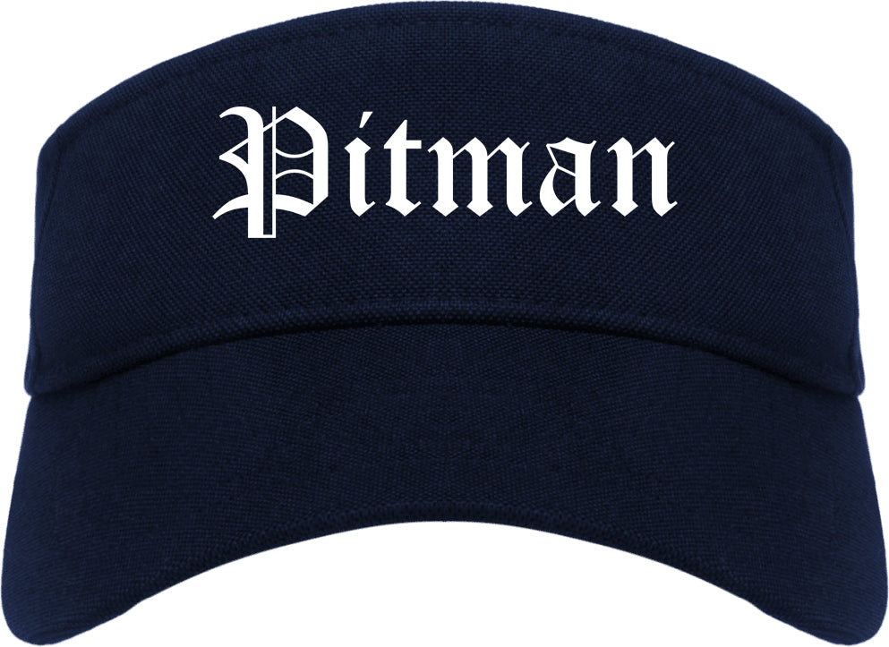 Pitman New Jersey NJ Old English Mens Visor Cap Hat Navy Blue