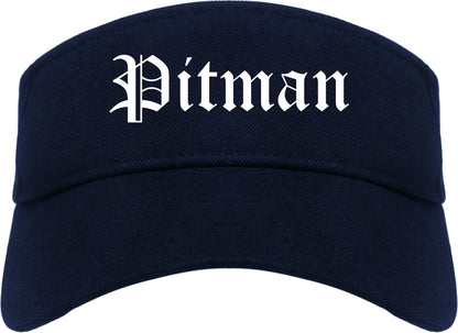 Pitman New Jersey NJ Old English Mens Visor Cap Hat Navy Blue