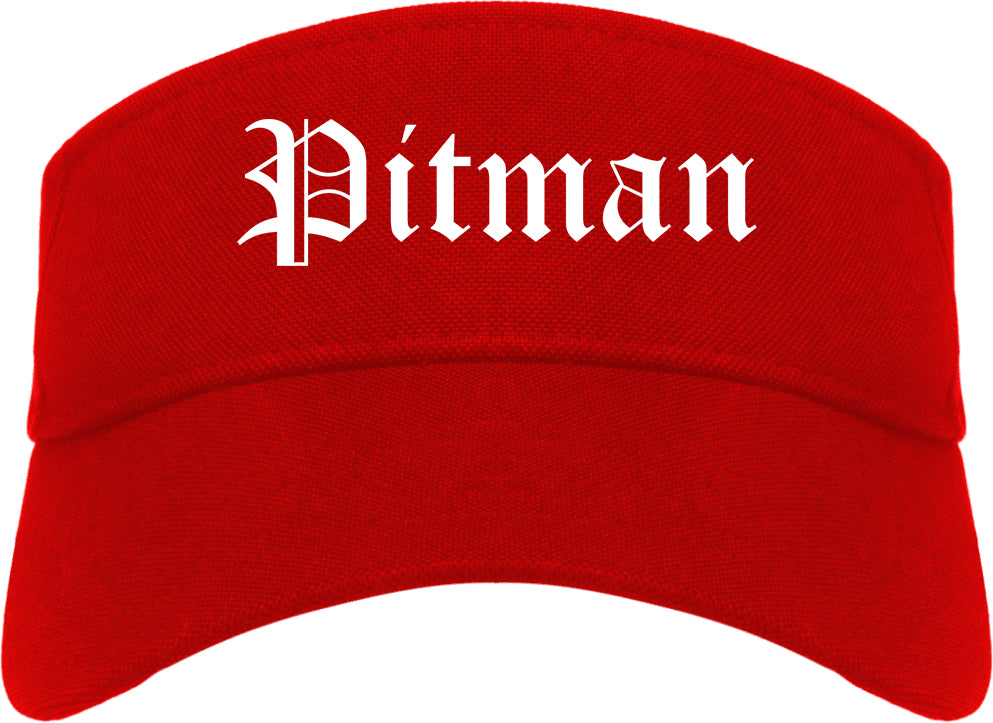 Pitman New Jersey NJ Old English Mens Visor Cap Hat Red