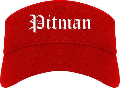 Pitman New Jersey NJ Old English Mens Visor Cap Hat Red