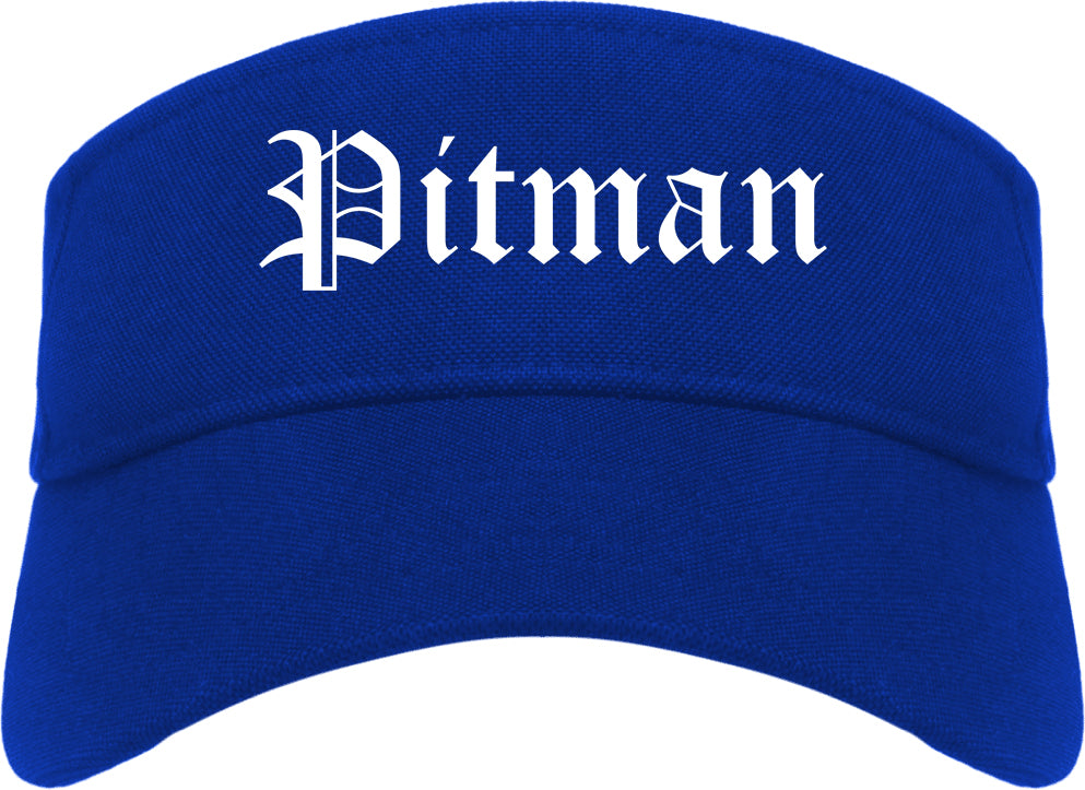 Pitman New Jersey NJ Old English Mens Visor Cap Hat Royal Blue