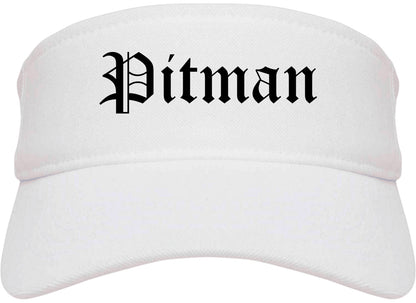 Pitman New Jersey NJ Old English Mens Visor Cap Hat White