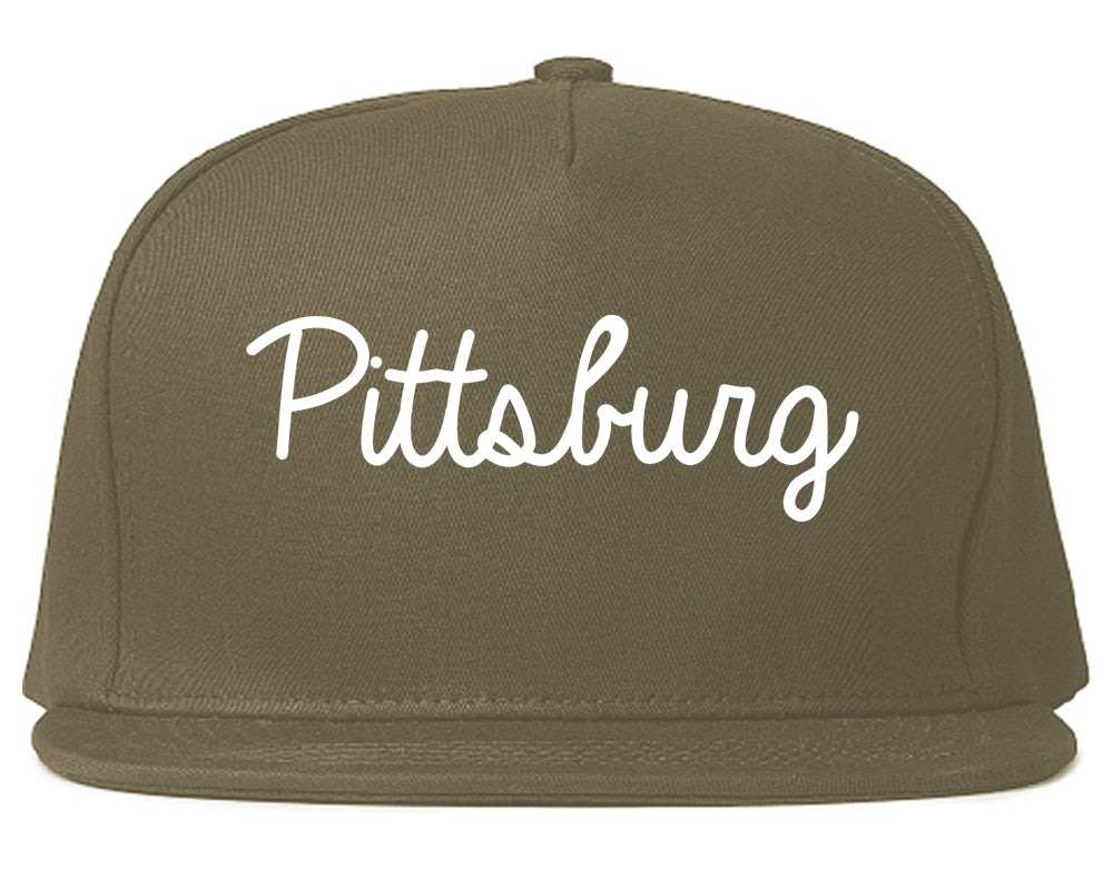 Pittsburg California CA Script Mens Snapback Hat Grey