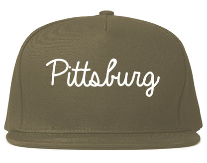 Pittsburg Kansas KS Script Mens Snapback Hat Grey